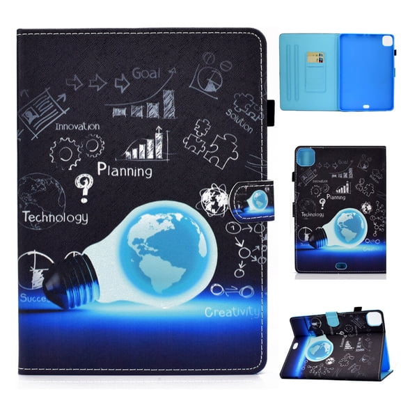 ELEHOLD Pattern Leather Case for iPad Pro 11 inch 2024 ,Magnetic Clasp Folio Flip Smart Case Card Slots Kickstand Shockproof Cover for iPad Pro 11" 2024,Lamp bulb