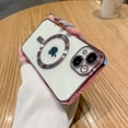thumbnail image 1 of ELEHOLD for Phone 15 Pro Max Clear Case Magnetic Compatible with MagSafe Crystal Clear Back Slim Lightweight Anti-Yellowing Shockproof Cover for iPhone 15 Pro Max 6.7", Pink, 1 of 1