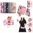 thumbnail image 1 of ELEHOLD Phone Bag with Case for iPhone 12 Mini Multi-Functional Wallet Case Large Capacity with Card Slots Zipper Purse Wriststrap Adjustable Shoulder Strap Handbag for Women,pink, 1 of 8