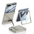 thumbnail image 1 of ELEHOLD Phone Case for Samsung Galaxy Z Flip 7 with Tempered Glass , Shockproof Rugged Plastic Magnetic Hinge Cover Foldable Kickstand Anti-Scratch Protection Case,Titaniumgray, 1 of 9