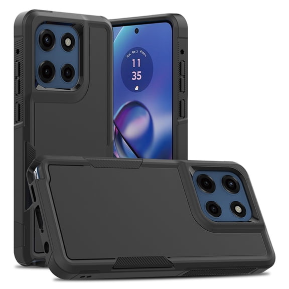 ELEHOLD Phone Case for Moto G Power (2025), Shockproof Heavy-Duty Rugged Hybrid Dual Layer Non-Slip Slim Fit Case for Moto G Power (2025),Black