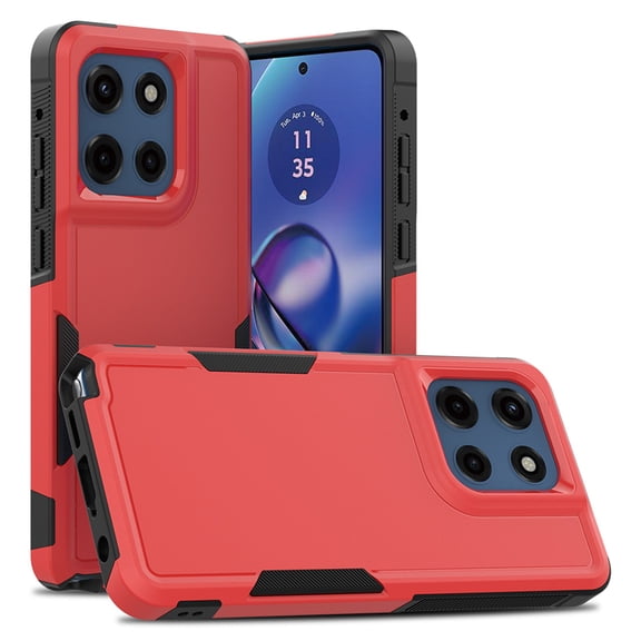 ELEHOLD Phone Case for Motorola Edge (2025), Shockproof Heavy-Duty Rugged Hybrid Dual Layer Non-Slip Slim Fit Case for Motorola Edge (2025),Red