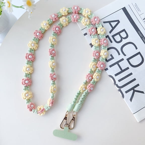 ELEHOLD Phone Crossbody Chain CellPhone Lanyard Strap,Universal Phone Chain Strap with Tether Patches Compatible with Most Phones,Yellow Green Pink