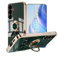 thumbnail image 1 of ELEHOLD Plating Case For Samsung Galaxy S24 FE – TPU Slim Magnetic Shockproof Cover, 360° Rotatable Ring Stand, 3D Astronaut Design, Lens All-Inclusive Protection, Darkgreen, 1 of 6