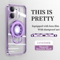 thumbnail image 1 of ELEHOLD Plating Case for iPhone 12 6.1",Transparent Clear Back Magnetic Compatible with MagSafe Charging Foldable Kickstand Shockproof Anti-Yellowing Case,Lightpurple, 1 of 6