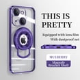 thumbnail image 1 of ELEHOLD Plating Case for iPhone 14 Plus 6.7",Transparent Clear Back Magnetic Compatible with MagSafe Charging Foldable Kickstand Shockproof Anti-Yellowing Case,Darkpurple, 1 of 6