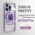 thumbnail image 1 of ELEHOLD Plating Case for iPhone 14 Pro Max 6.7",Transparent Clear Back Magnetic Compatible with MagSafe Charging Foldable Kickstand Shockproof Anti-Yellowing Case,Lightpurple, 1 of 6