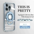 thumbnail image 1 of ELEHOLD Plating Case for iPhone 15 Pro Max,Transparent Clear Back Magnetic Compatible with MagSafe Charging Foldable Kickstand Shockproof Anti-Yellowing Case for iPhone 15 Pro Max,Blue, 1 of 6