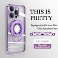 thumbnail image 1 of ELEHOLD Plating Case for iPhone 15 Pro,Transparent Clear Back Magnetic Compatible with MagSafe Charging Foldable Kickstand Shockproof Anti-Yellowing Case for iPhone 15 Pro,Lightpurple, 1 of 6