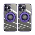 thumbnail image 1 of ELEHOLD Plating Case for iPhone 16 Pro Max,Transparent Clear Back Magnetic Compatible with Mag Safe Charging Foldable Kickstand Shockproof Anti-Yellowing Case for iPhone 16 Pro Max,Darkpurple, 1 of 6