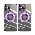 thumbnail image 1 of ELEHOLD Plating Case for iPhone 16 Pro Max,Transparent Clear Back Magnetic Compatible with Mag Safe Charging Foldable Kickstand Shockproof Anti-Yellowing Case for iPhone 16 Pro Max,Lightpurple, 1 of 6