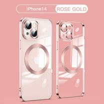ELEHOLD Plating Clean Case for iPhone 14 6.1 inch Case with Magsafe Support Wireless Charging Shockproof  Len Protection Anti-Scratch-Resistant Magnetic for iPhone 14 6.1 inch,Rosegold