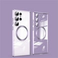 thumbnail image 1 of ELEHOLD Plating Clear Case for Samsung Galaxy S23 Ultra 6.8",Transparent Clear Electroplated Frame with Camera Lens Protector Compatible with MagSafe Magnetic Shockproof Case,Lightpurple, 1 of 6