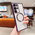 thumbnail image 1 of ELEHOLD Plating Clear Case for Samsung Galaxy S24 Slim Thin Lightweight Soft Flexible TPU Rubber Cover Compatible with Mag Safe Shockproof Case for Galaxy S24,Darkpurple, 1 of 7