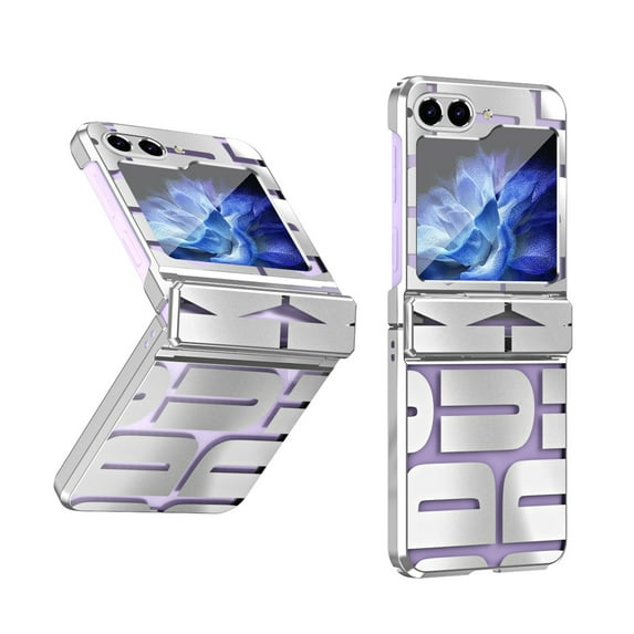 ELEHOLD Plating Clear Case for Samsung Galaxy Z Flip 5,Clear Back PC Plating Bumper for Women Men Hybrid Shockproof Full Body Hinge Protective Case for Samsung Galaxy Z Flip 5,Silver