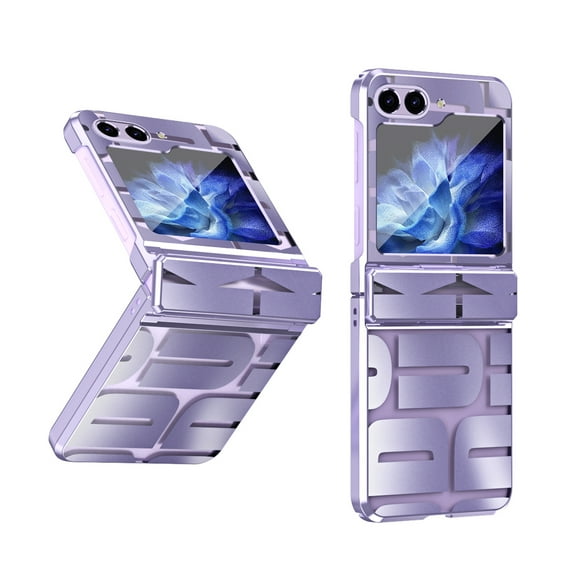 ELEHOLD Plating Clear Case for Samsung Galaxy Z Flip 5,Clear Back PC Plating Bumper for Women Men Hybrid Shockproof Full Body Hinge Protective Case for Samsung Galaxy Z Flip 5,Purple