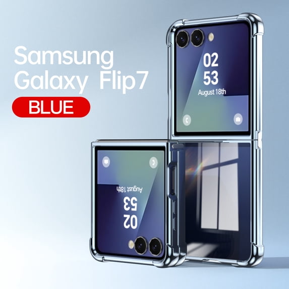 ELEHOLD Plating Clear Case for Samsung Galaxy Z Flip 7 2025, with Four-Cornered Shockproof Protection Transparent Electroplated Shell for Samsung Galaxy Z Flip 7 2025,Blue