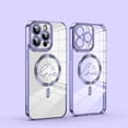 thumbnail image 1 of ELEHOLD Plating Clear Case for iPhone 12 Pro Max, Compatible with MagSafe Case,Full Cover Bling Glitter Lens Protector ,Plating Cute Lover Heart Design Clear Case Cover, darkpurple, 1 of 7