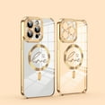 thumbnail image 1 of ELEHOLD Plating Clear Case for iPhone 13, Compatible with MagSafe Case,Full Cover Bling Glitter Lens Protector ,Plating Cute Lover Heart Design Clear Case Cover, gold, 1 of 7