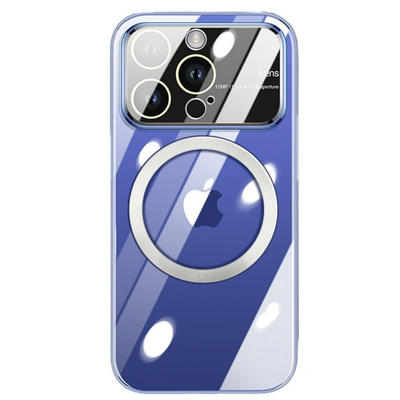 ELEHOLD Plating Clear Case for iPhone 14 Pro Max, Transparent Rugged PC Tempered Glass Camera Lens Protector Anti-Yellowing Slim Lightweight Case Compatible with MagSafe,Clear