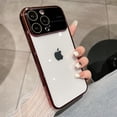 thumbnail image 1 of ELEHOLD Plating Clear Case for iPhone 14 Pro Max, Transparent Rugged PC Tempered Glass Camera Lens Protector Anti-Yellowing Slim Lightweight Case for iPhone 14 Pro Max,Red, 1 of 6