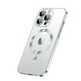 thumbnail image 1 of ELEHOLD Plating Clear Case for iPhone 15 Pro Max 6.7" Transparent Clear Anti-Yellowing Compatible with MagSafe Magnetic Shockproof Slim Lightweight Case with Camera Lens Protection,Silver, 1 of 10