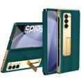 thumbnail image 1 of ELEHOLD Plating Leather Case for Samsung Galaxy Z Fold4,Built-in Screen Protector Premium Leather Metal Hidden Kickstand Shockproof Cover for Samsung Galaxy Z Fold 4,Cyan, 1 of 6