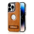 thumbnail image 1 of ELEHOLD Plating Leather Case for iPhone 13 Pro Premium Soft Touch PU Leather Logo View Window Invisible Hidden Kickstand All-Inclusive Camera Lens Protection Shockproof Anti-Scratch Cover,brown, 1 of 8