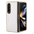 thumbnail image 1 of ELEHOLD Plating Magnetic Case For Samsung Galaxy Z Fold 3,Compatible with MagSafe Accessory PU Leather Hard PC Shell Slim Lightweight Durable Protective Phone Case ,White, 1 of 6