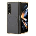 thumbnail image 1 of ELEHOLD Plating Magnetic Case For Samsung Galaxy Z Fold 3,Compatible with MagSafe Accessory PU Leather Hard PC Shell Slim Lightweight Durable Protective Phone Case ,Black, 1 of 6