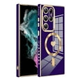 thumbnail image 1 of ELEHOLD Plating Magnetic Case for Samsung Galaxy S22 Ultra Case Slim Lightweight Cute Heart Plating Pattern Full Camera Lens Protection Compatible with MagSafe Shockproof Cover,purple, 1 of 7