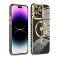 thumbnail image 1 of ELEHOLD Plating Magnetic Case for iPhone 12 Pro Case Slim Lightweight Cute Heart Plating Pattern Full Camera Lens Protection Compatible with MagSafe Shockproof Cover,black, 1 of 7