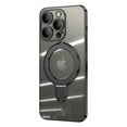 thumbnail image 1 of ELEHOLD Plating Magnetic Case for iPhone 12 Pro Max Case Transparent Clear Anti-Yellowing Cover with Foldable Kickstand Camera Lens Protection Compatible with MagSafe Slim Shockproof Case,black, 1 of 8
