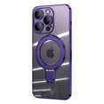 thumbnail image 1 of ELEHOLD Plating Magnetic Case for iPhone 12 Pro Max Case Transparent Clear Anti-Yellowing Cover with Foldable Kickstand Camera Lens Protection Compatible with MagSafe Slim Shockproof Case,darkpurple, 1 of 8