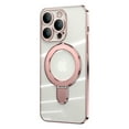 thumbnail image 1 of ELEHOLD Plating Magnetic Case for iPhone 14 Plus Case Transparent Clear Anti-Yellowing Cover with Foldable Kickstand Camera Lens Protection Compatible with MagSafe Slim Shockproof Case,rosegold, 1 of 8