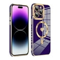 thumbnail image 1 of ELEHOLD Plating Magnetic Case for iPhone 14 Pro Max Case Slim Lightweight Cute Heart Plating Pattern Full Camera Lens Protection Compatible with MagSafe Shockproof Cover,purple, 1 of 7