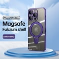thumbnail image 1 of ELEHOLD Plating Magnetic Case for iPhone 15 Pro Max Case Transparent Clear Anti-Yellowing Cover with Foldable Kickstand Camera Lens Protection Compatible with MagSafe Slim Shockproof Case,Darkpurple, 1 of 9