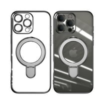 ELEHOLD Plating Magnetic Case for iPhone 16 Pro Case Transparent Clear Cover Kickstand Camera Lens Protection Compatible with Mag Safe Accessory Slim Shockproof Case for iPhone 16 Pro,Gray