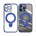 thumbnail image 1 of ELEHOLD Plating Magnetic Case for iPhone 16 Pro Case Transparent Clear Cover Kickstand Camera Lens Protection Compatible with Mag Safe Accessory Slim Shockproof Case for iPhone 16 Pro,Darkblue, 1 of 6