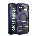 thumbnail image 1 of ELEHOLD Plating Magnetic Case for iPhone 17 Pro Case Transparent Clear Cover Kickstand Camera Lens Protection Compatible with Mag Safe Accessory Slim Shockproof Case for iPhone 17 Pro,Darkpurple, 1 of 6