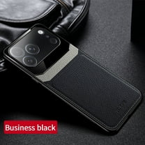ELEHOLD Premium Leather Case For iPhone 17 Pro Full Camera Lens Protection, Slim Lightweight Non-Slip Shockproof Protective Cover,Black