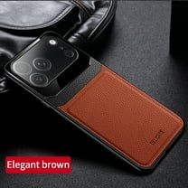 ELEHOLD Premium Leather Case For iPhone 17 Pro Max Full Camera Lens Protection, Slim Lightweight Non-Slip Shockproof Protective Cover,Brown