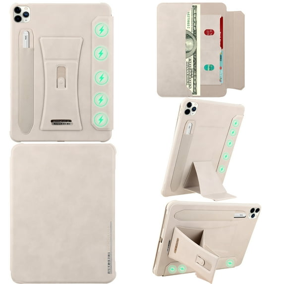 ELEHOLD Premium Leather Tablet Case For iPad 8th/7th Generation, Stand Folio Cover Wallet Pouch Kickstand Auto Sleep/Wake Case with Pencil Holder For iPad 8th/7th Generation,Gray