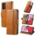 thumbnail image 1 of ELEHOLD Premium Leather Wallet Case for Samsung Galaxy A14 5G  6.6" Practical Card Slots Money Slot RFID Blocking Stand Function Luxury Purse Case,Brown, 1 of 7