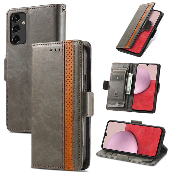 ELEHOLD Premium Leather Wallet Case for Samsung Galaxy A26 5G ,Practical Card Slots Money Slot Stand Function Shockproof Protective Flip Wallet Case for Samsung Galaxy A26 5G,Gray