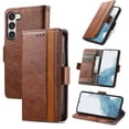 thumbnail image 1 of ELEHOLD Premium Leather Wallet Case for Samsung Galaxy S23  -6.1" Practical Card Slots Money Slot RFID Blocking Stand Function Luxury Purse Case,Darkbrown, 1 of 7