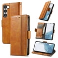 thumbnail image 1 of ELEHOLD Premium Leather Wallet Case for Samsung Galaxy S23  -6.1" Practical Card Slots Money Slot RFID Blocking Stand Function Luxury Purse Case,Lightbrown, 1 of 7