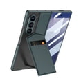thumbnail image 1 of ELEHOLD Premium Rugged Case for Samsung Galaxy Z Fold 6, Faux Leather Flip Kickstand Credit Card Slot Wallet Case With Front Screen Protector, Wireless Charging Compatible,Darkgreen, 1 of 10
