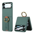 thumbnail image 1 of ELEHOLD Ring Case for Samsung Galaxy Z Flip 3 Case with Small Front Screen Protector, Ultra Slim Matte PC Protective Cover with Ring Holder Wristband Shockproof Case for Samsung Z Flip3 2021,Green, 1 of 8