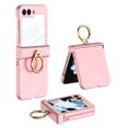 thumbnail image 1 of ELEHOLD Ring Case for Samsung Galaxy Z Flip 5 Case with Built-in Small Front Screen Protector Hinge Protection Metal Ring Holder Matte PC Shockproof Cover for Samsung Z Flip 5 2023,Pink, 1 of 8